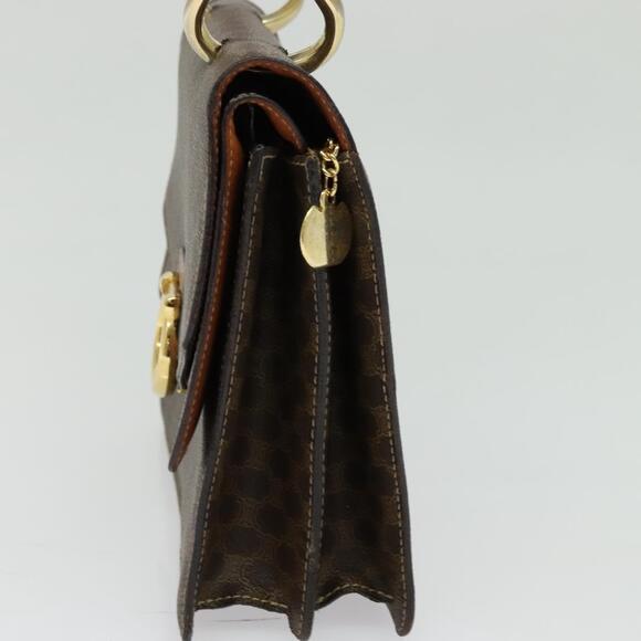 CELINE Macadam Canvas Hand Bag Pvc Leather Brown Gold - Picture 5 of 13